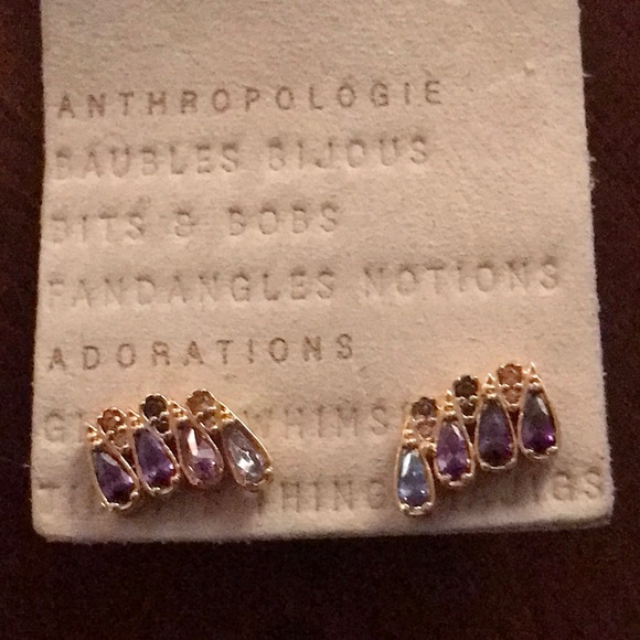 Anthropologie Jewelry - Purple Teardrop Post Earrings